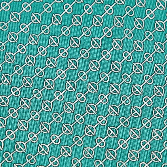 Herm&egrave;s Green Maillons Et Fermoirs Silk Tie - Picture 2 of 4